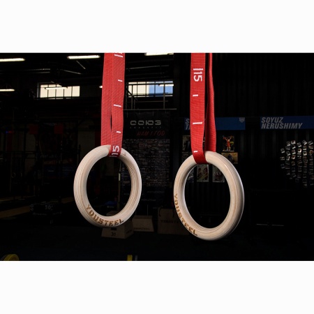Купить Кольца гимнастические 32 мм красные стропы в Чехове 